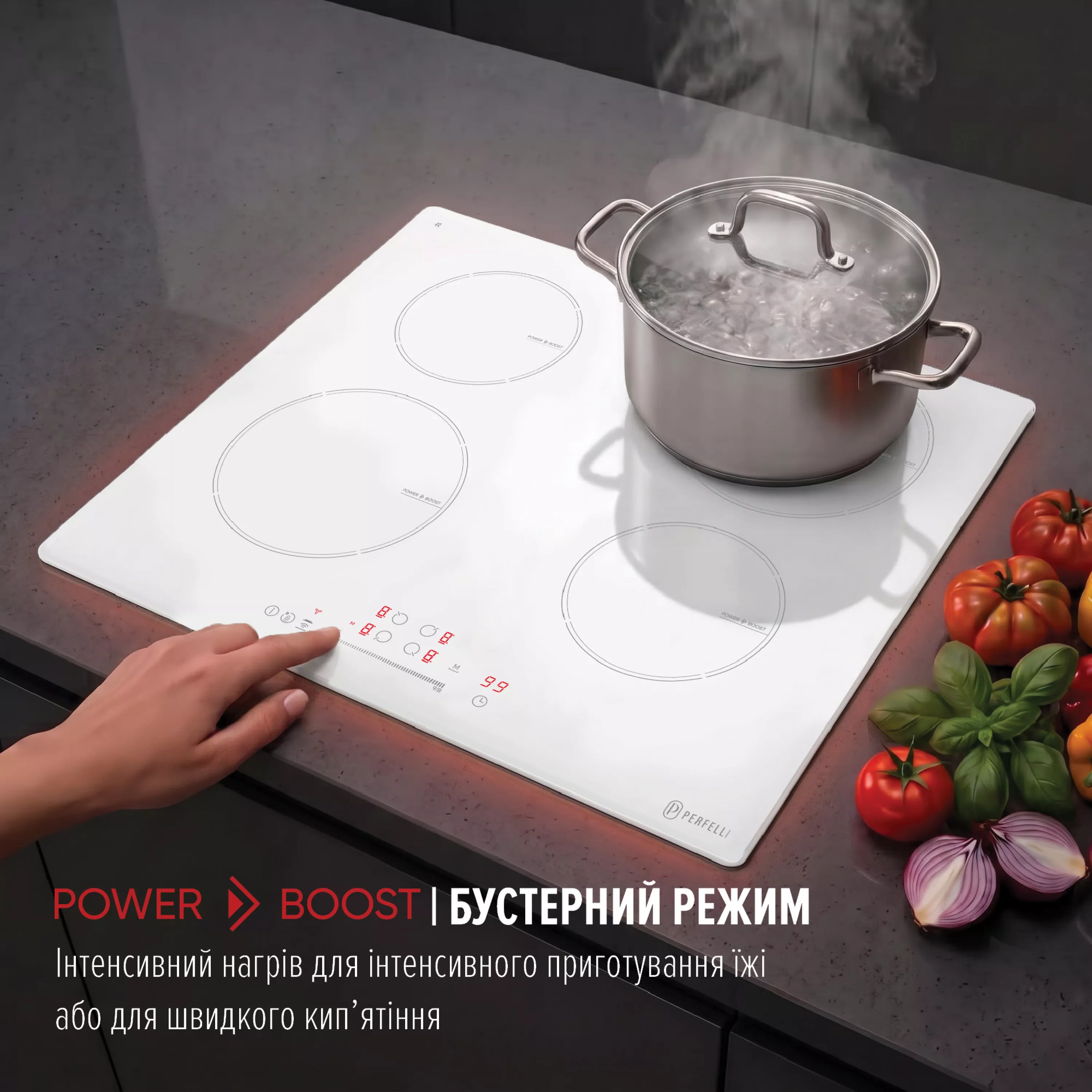 Perfelli 5905563501900 - зображення 5 Поверхня індукційна PERFELLI FITTO 6041 BIANCO - зображення 5
