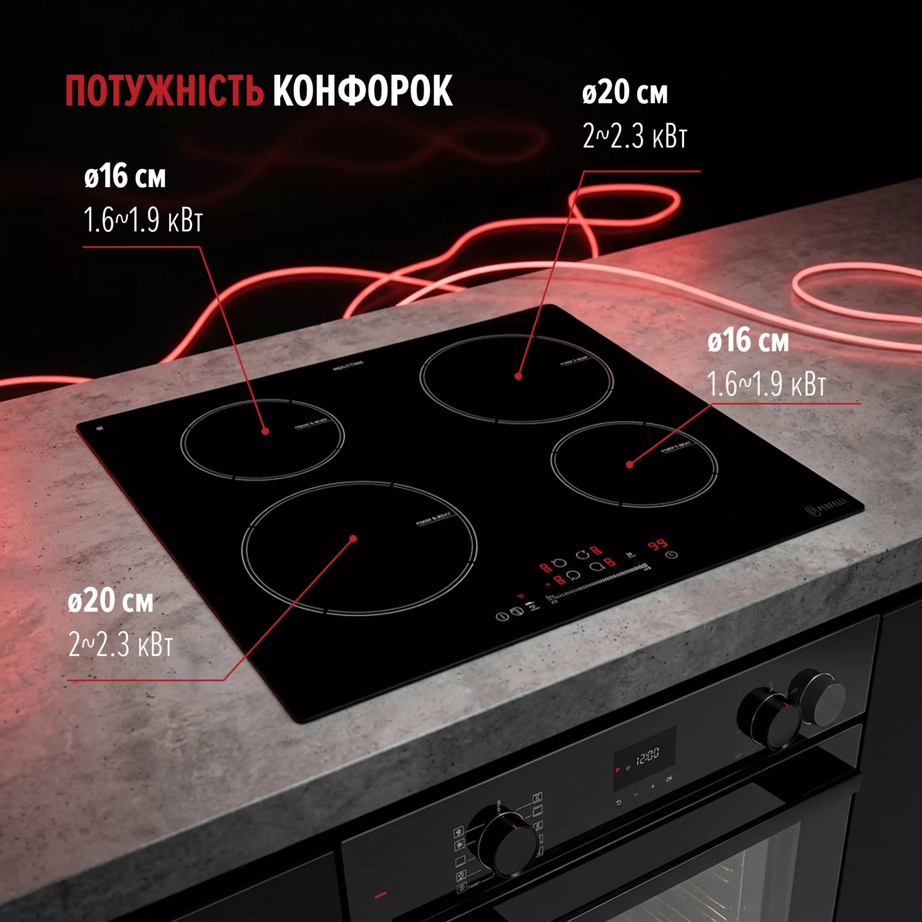 Perfelli 5905563501214 - зображення 8 Поверхня індукційна PERFELLI FITTO 6041 NERO - зображення 8