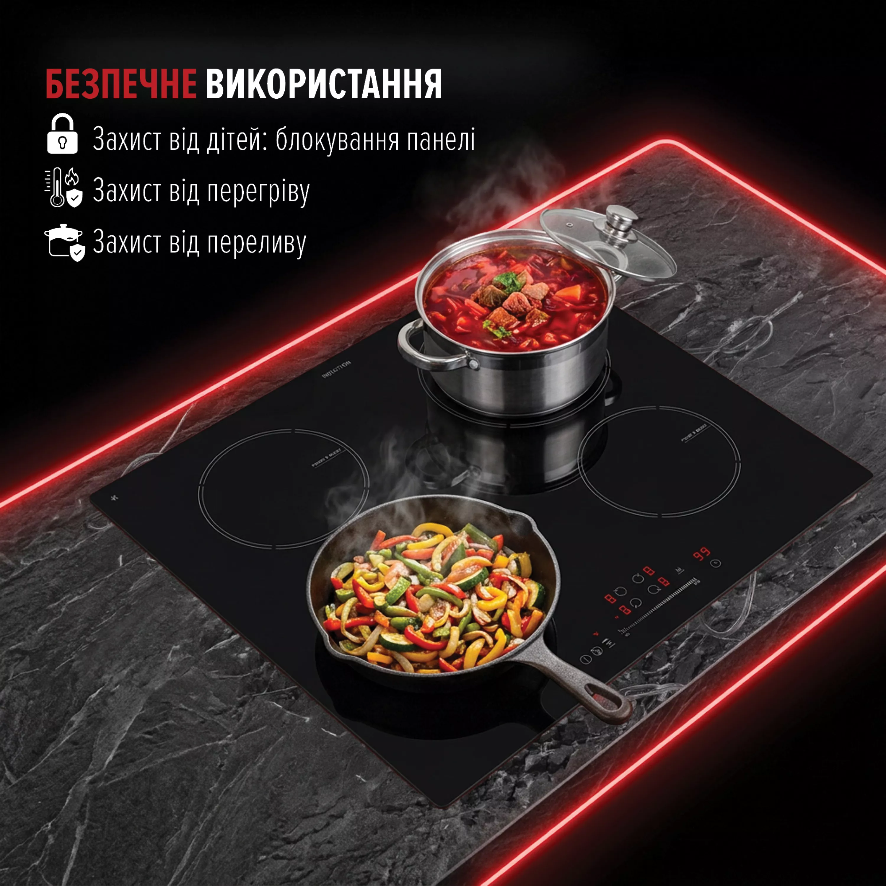 Perfelli 5905563501214 - зображення 10 Поверхня індукційна PERFELLI FITTO 6041 NERO - зображення 10
