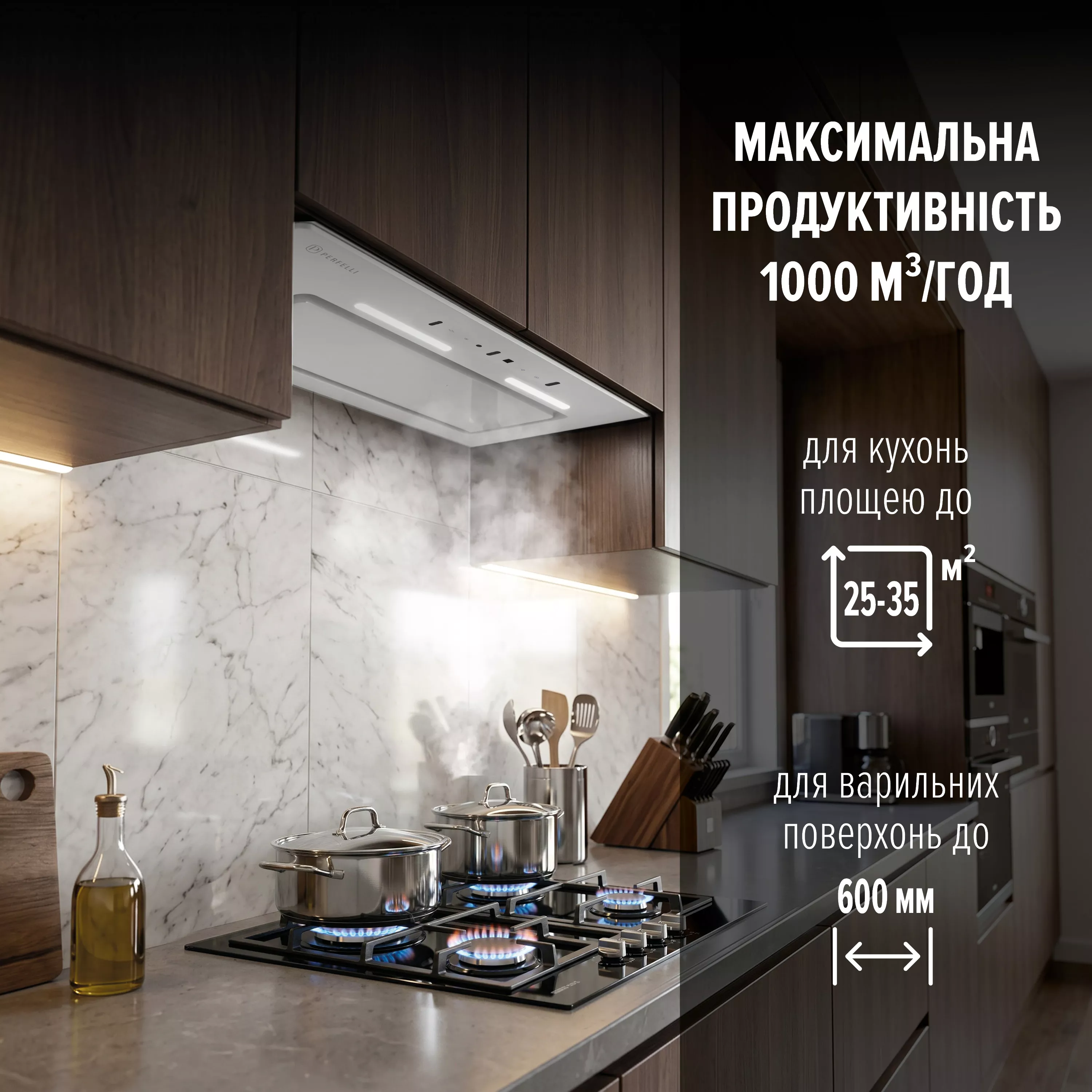 Perfelli 5905563501528 - зображення 3 Вытяжка полновстраиваемая PERFELLI NUOVA 6NWR BIANCO - зображення 3