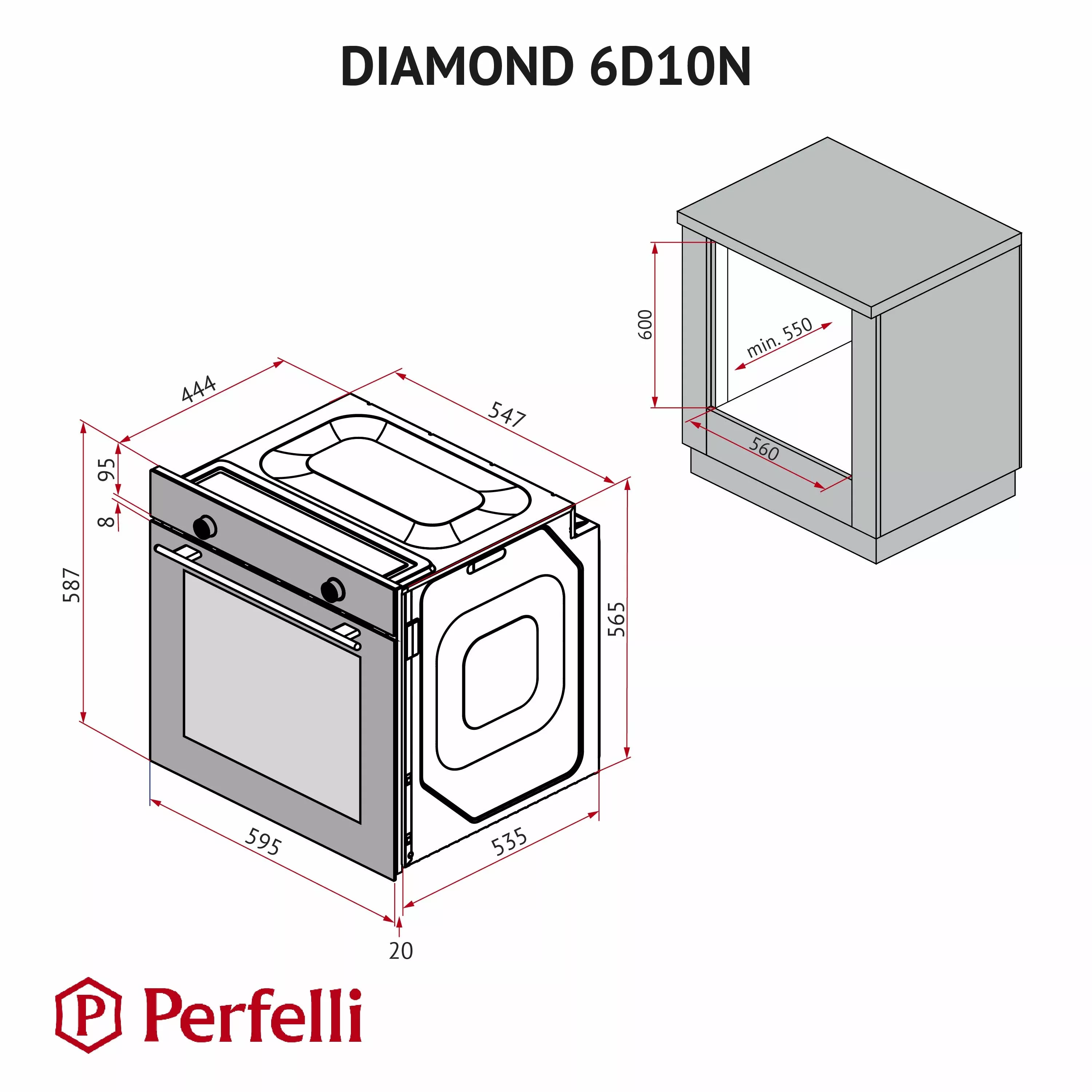 Perfelli 5905563500408 - зображення 19 Духова шафа електрична PERFELLI DIAMOND 6D10N NERO - зображення 19