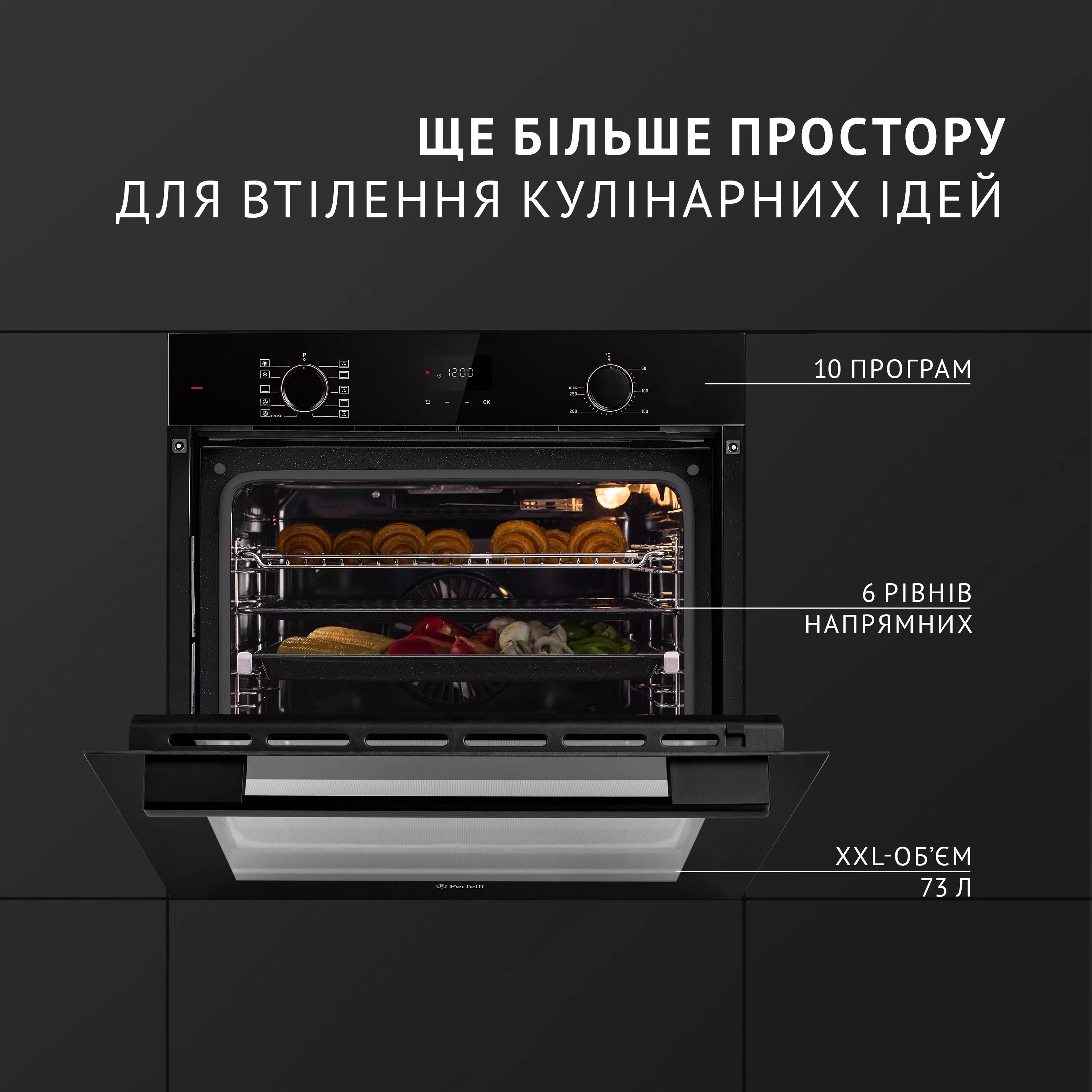 Perfelli 5905563500408 - зображення 2 Духова шафа електрична PERFELLI DIAMOND 6D10N NERO - зображення 2
