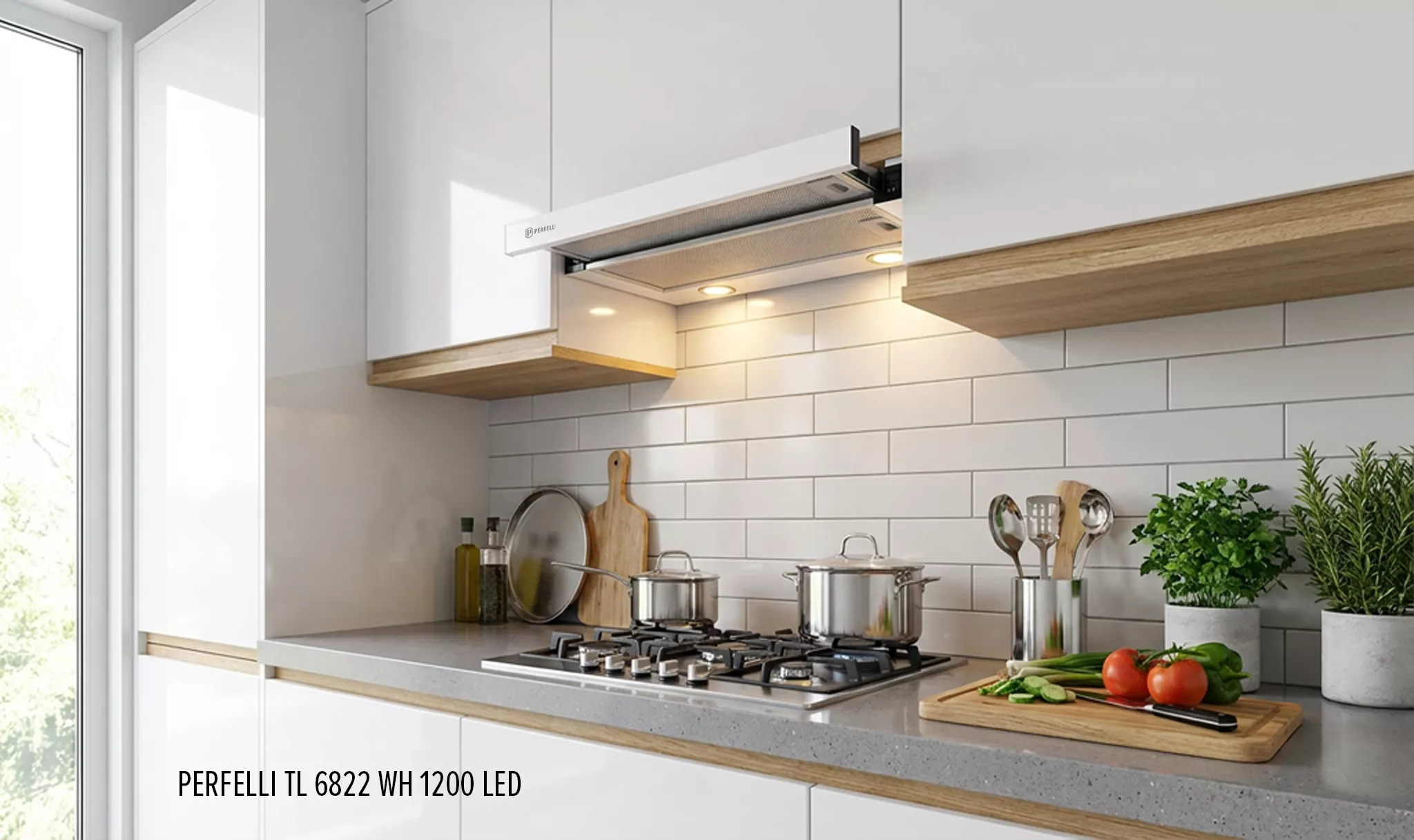 PERFELLI TL 6822 WH 1200 LED — телескопічна витяжка шириною 60 см у класичному білому виконанні PERFELLI TL 6822 WH 1200 LED — телескопічна витяжка шириною 60 см у класичному білому виконанні